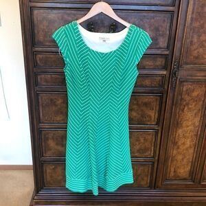 ROBBIE Bee green and white stripped dress